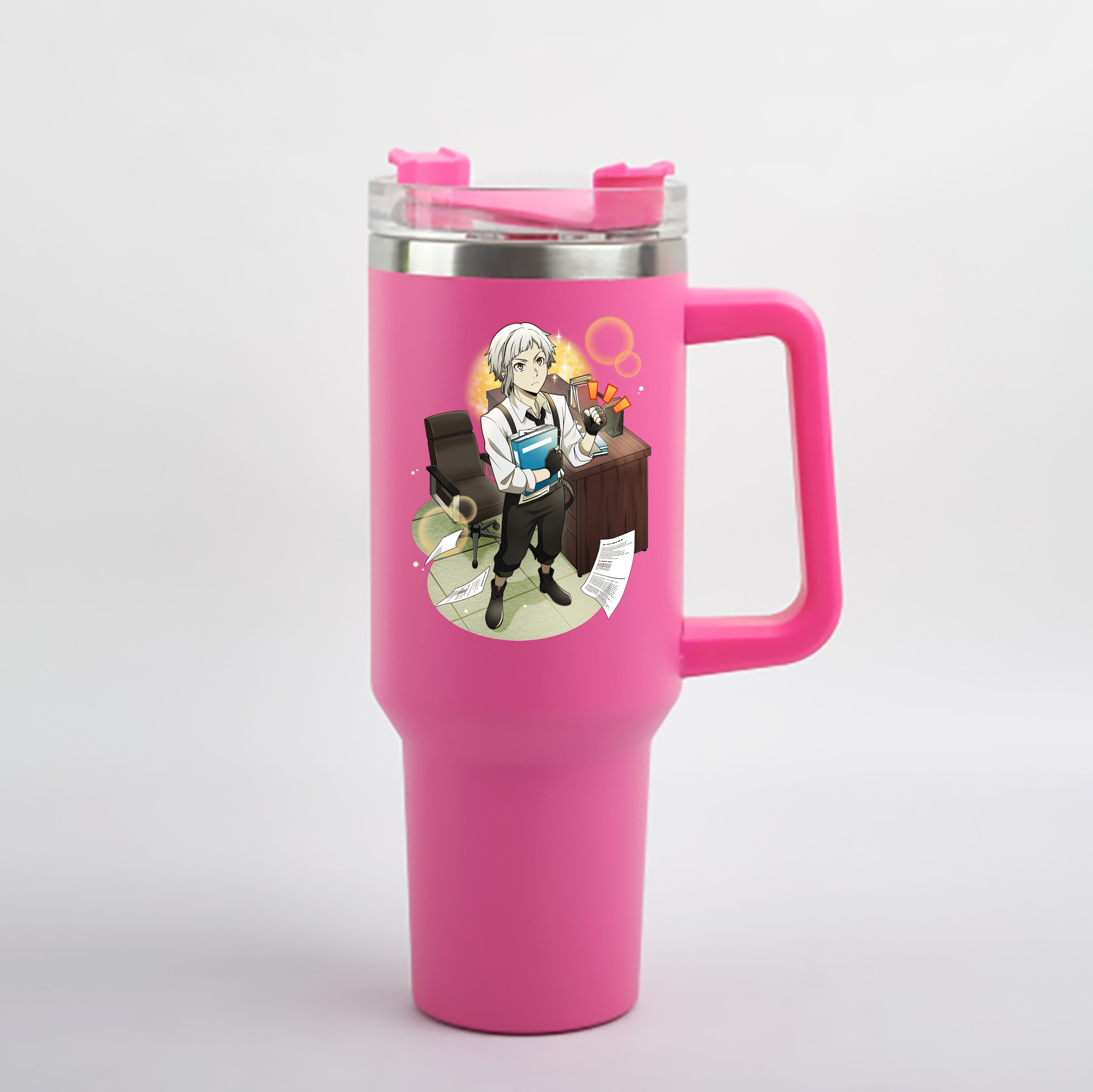 （画像用） 文豪ストレイドッグス Bungo Stray Dogs 1200mL車用タンブラー - クリスタルステッカー（プラスチックストロー付き）